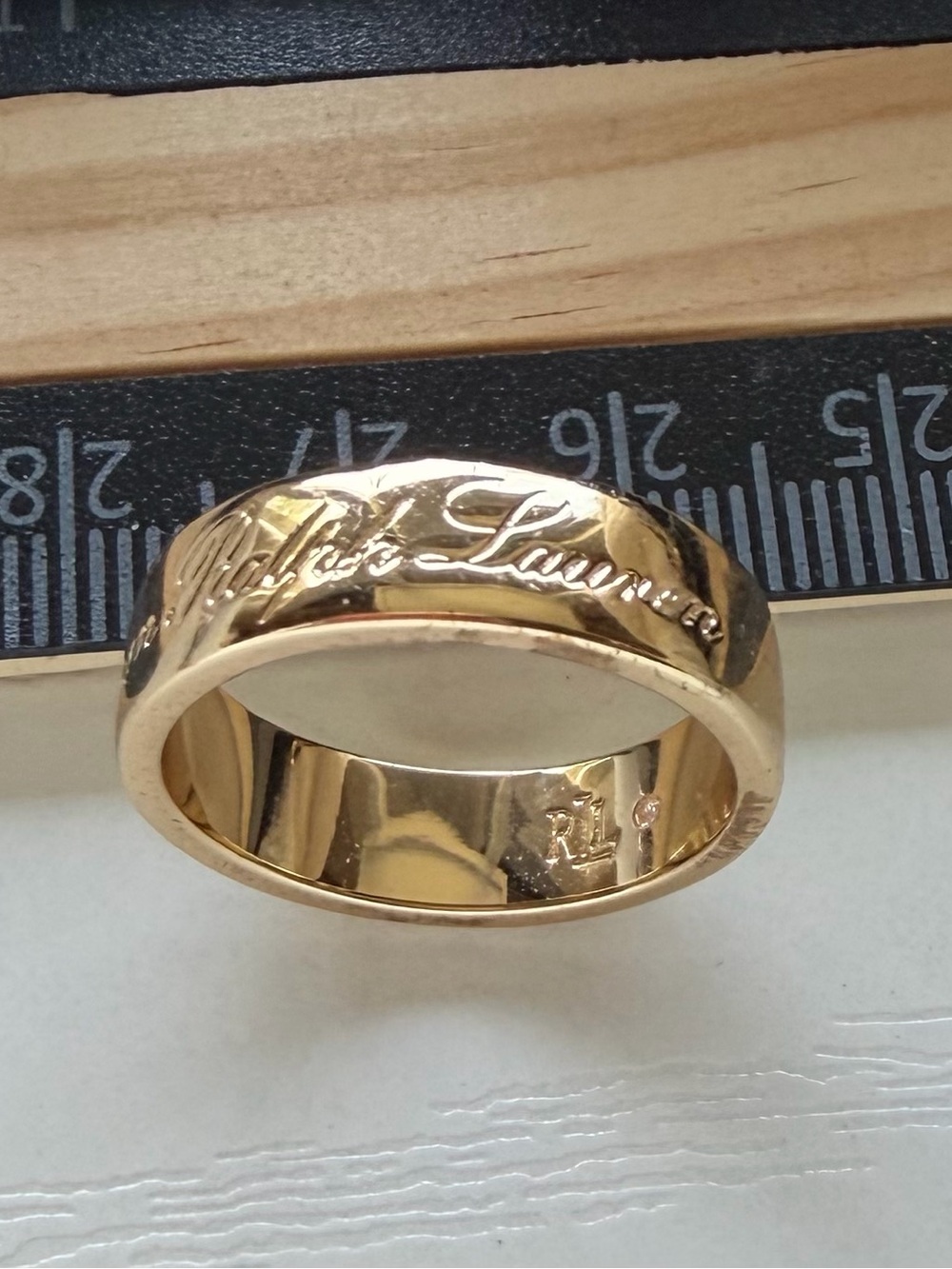Ralph Lauren Gold Script Band Ring